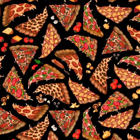 QT Fabrics Order Up Pizza Fabric - Sewjersey.com Food Themed Fabrics
