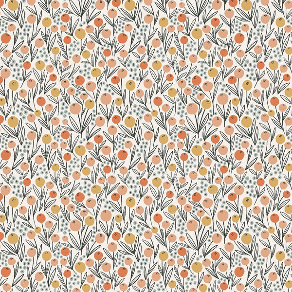 MT104-SC2 Get Out And Explore - Camping Flowers - Sunrise Coral Fabric - Sewjersey.com