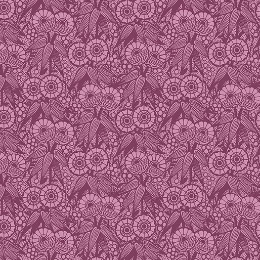 WALLPAPER GEO PLUM RED Inspired Heart Benartex - Sewjersey.com