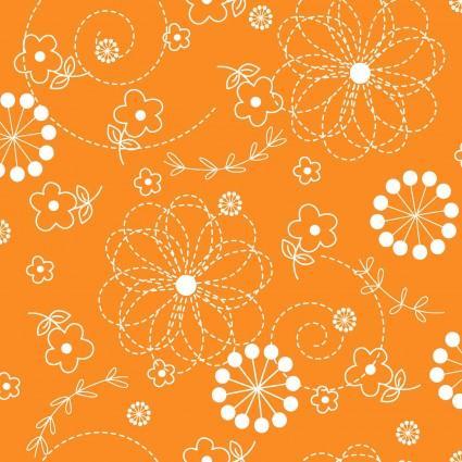 Kimberbell Basics - Orange Floral Tone on Tone - Sewjersey.com