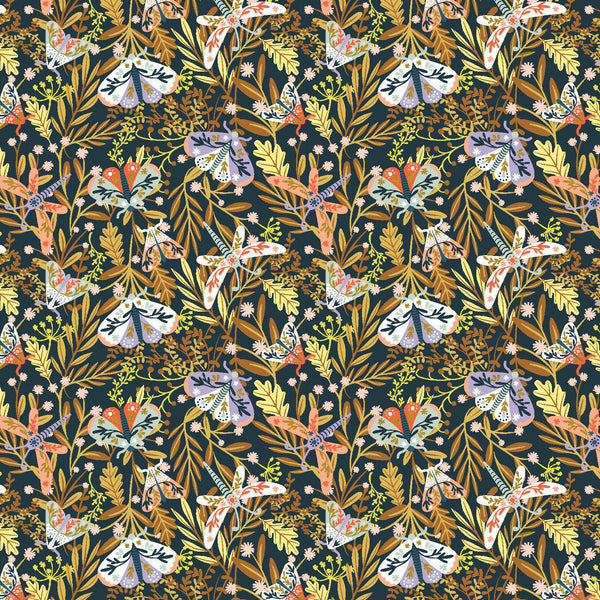 ME101-FN2M Myth + Dream - Dreamland - Forest Night Metallic Fabric - Sewjersey.com