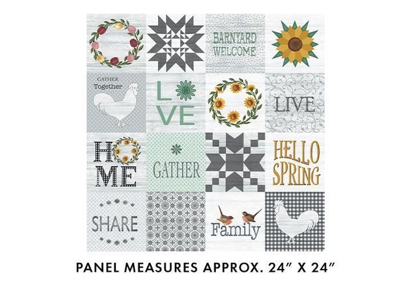 SPRING HILL FARM Square Panel GREY Multi 13245-99 Benartex Fabric - Sewjersey.com