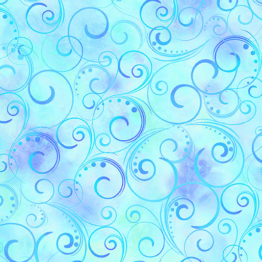 Benartex Wideback swirling splendor aqua - Sewjersey.com
