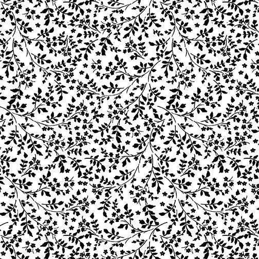 Benartex Flower Foliage White/Black 1242212B - sewjersey.com