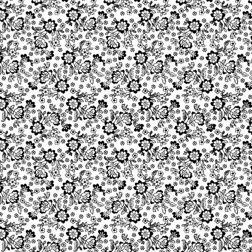 Benartex Mini Floral Garden White/Black - sewjersey.com