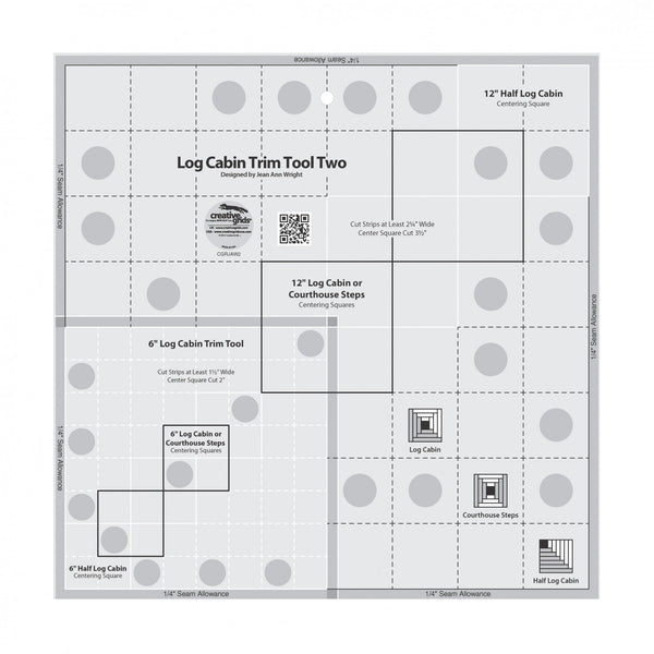 Creative Grids Log Cabin Trim Tool Two 6in & 12in Blocks Quilt Rule - Sewjersey.com