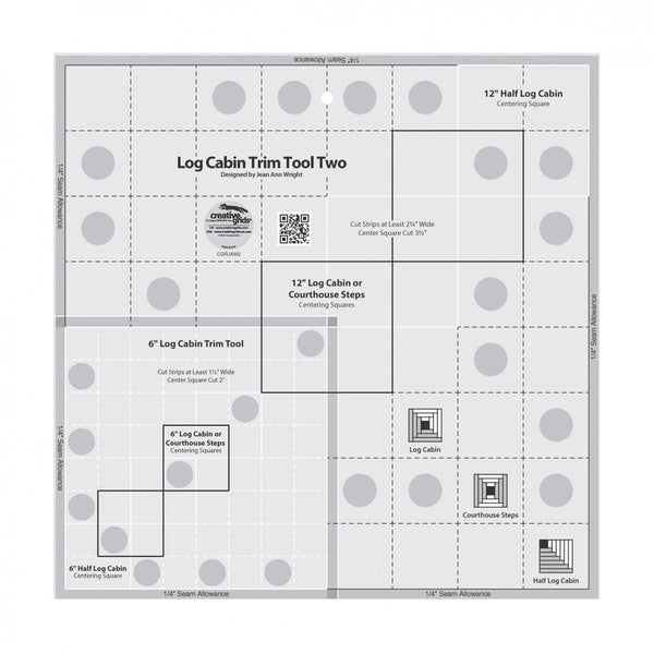 Creative Grids Log Cabin Trim Tool Two 6in & 12in Blocks Quilt Rule - Sewjersey.com