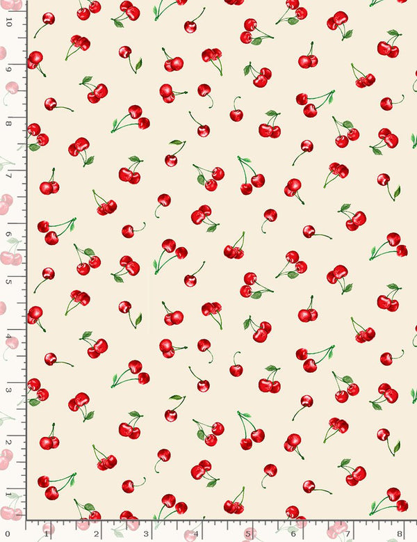 TIMELESS TREASURES – CHERRY PIE – TINY CHERRIES – CHERRY-CD1543 CREAM – FABRIC BY THE YARD - Sewjersey.com