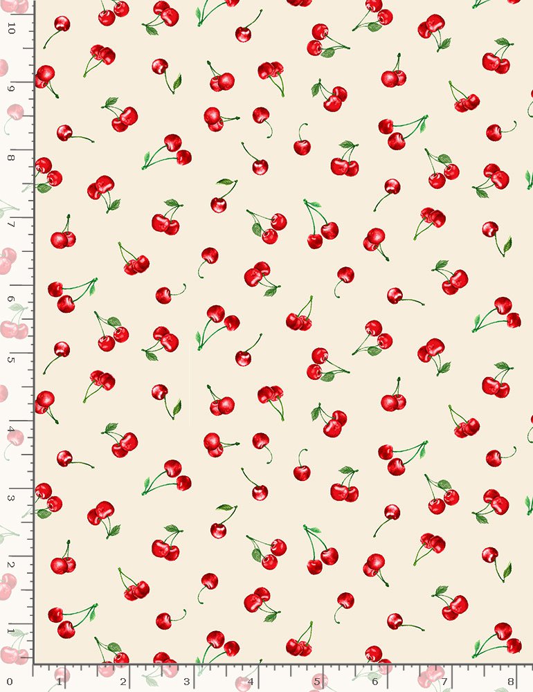 TIMELESS TREASURES – CHERRY PIE – TINY CHERRIES – CHERRY-CD1543 CREAM – FABRIC BY THE YARD - Sewjersey.com