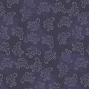 Tossed scrolls on a navy blue background. 