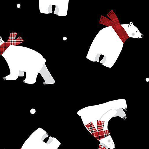 Benartex Winter Comfort Flannel - Polar Bear Fun 12768F 12 Black - Sewjersey.com
