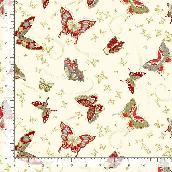 METALIC ASIAN BUTTERFLIES KYOTO-CM1668  CREAM - Sewjersey.com