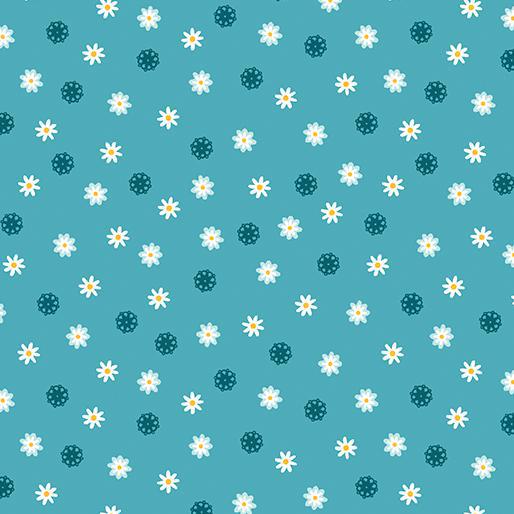 DAISIES TEAL  By SHELLEY CAVANNA BLOSSOM HOLLOW - Sewjersey.com