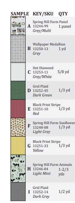 Spring Hill Farm Quilt Kit finishes at 48 x 64 - Sewjersey.com